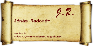 Jónás Radomér névjegykártya
